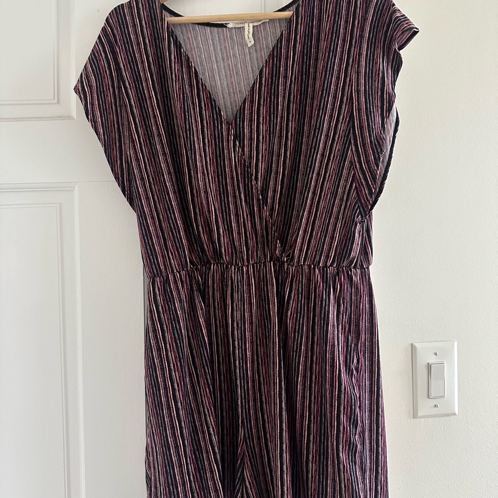 BCBGeneration Multicolor Striped V-Neck romper